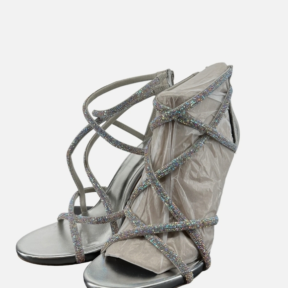 INC International Concepts Glittering Silver Heels - Picture 3 of 15